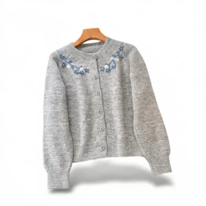 Cozy Embroidered Cardigan: Soft Knit Outerwear for Her