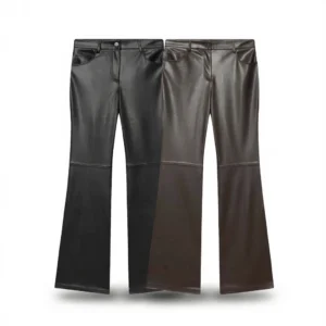 Chic PU Flare Pants: 4 High-Waist Styles white background
