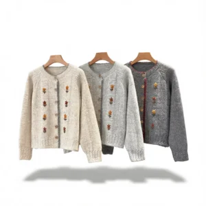Retro Embroidered Knit Cardigan: 1 Chic Outerwear white background