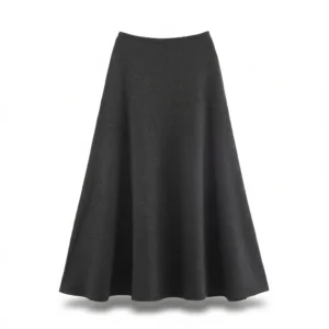 Elegant Autumn Wool Skirt: Flattering High Waist, 1 Size Up! white background