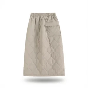 Cozy A-Line Midi Skirt: Chic Warmth for Autumn/Winter white background