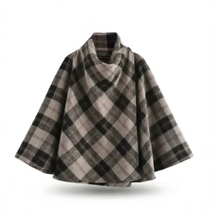 Chic Plaid Cape: 1 Elegant Outerwear Piece