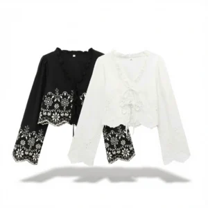 Chic Cutout Embroidered Blouse - Elegant & Versatile Top