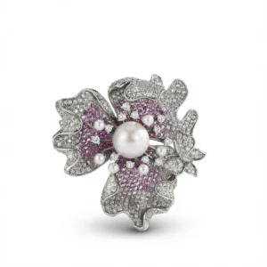 Pearl Butterfly Brooch – Elegant Floral Accent
