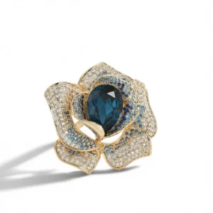 Floral Crystal Brooch – Elegant Vintage Charm white background