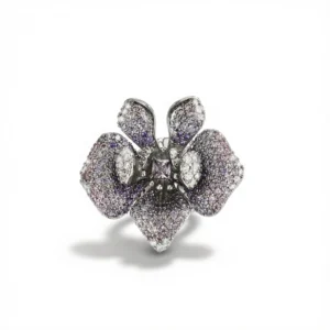 Crabapple Flower Brooch – Elegant Zircon Sparkle white background
