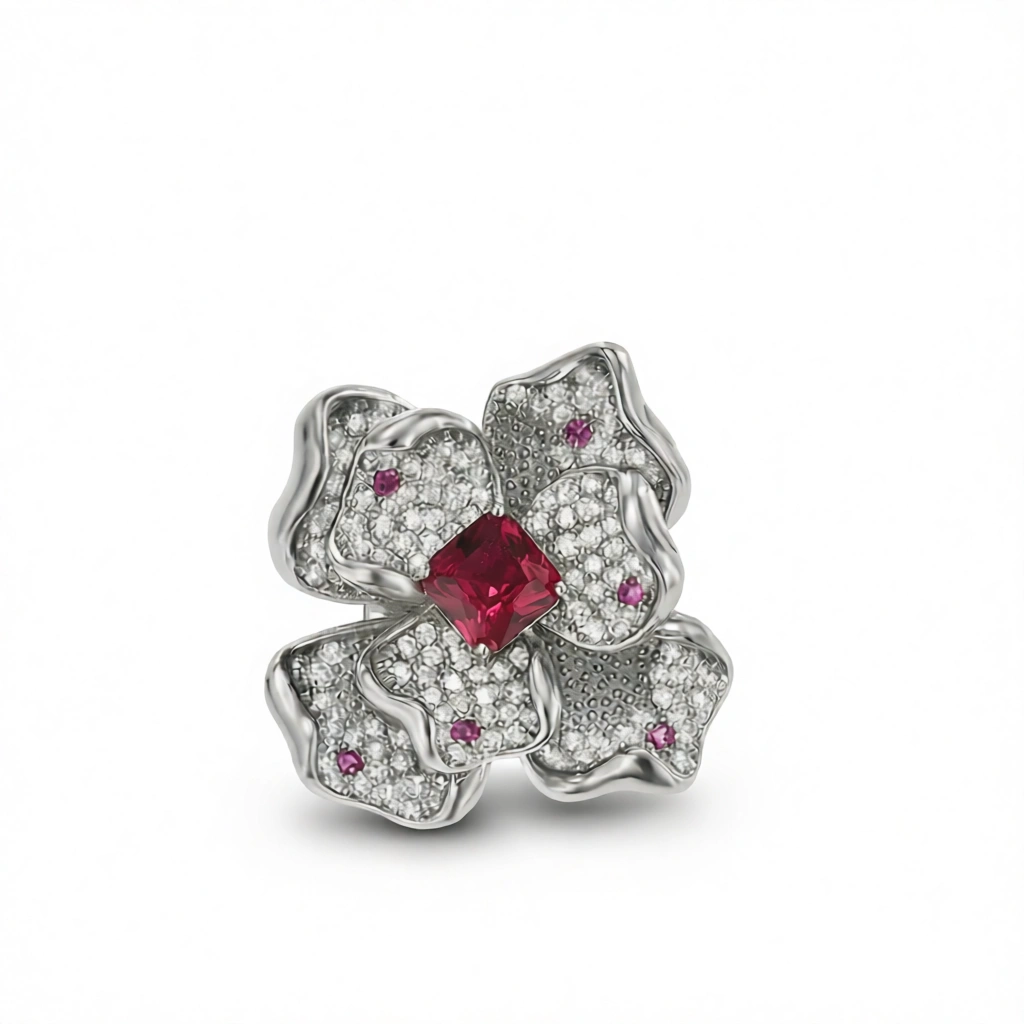 Flower Brooch – Sparkle & Sophistication White Background Flower Brooch – Sparkle & Sophistication white background
