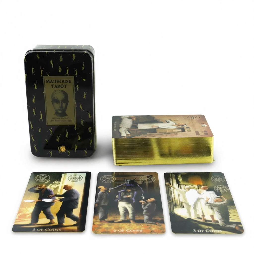 Madhouse Tarot Deck – Unique Gilded Edges White Background Madhouse Tarot Deck – Unique Gilded Edges white background
