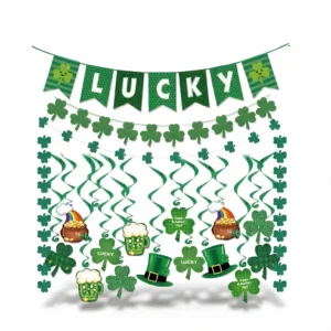Glitter Spiral Banners – Festive Irish Cheer white background