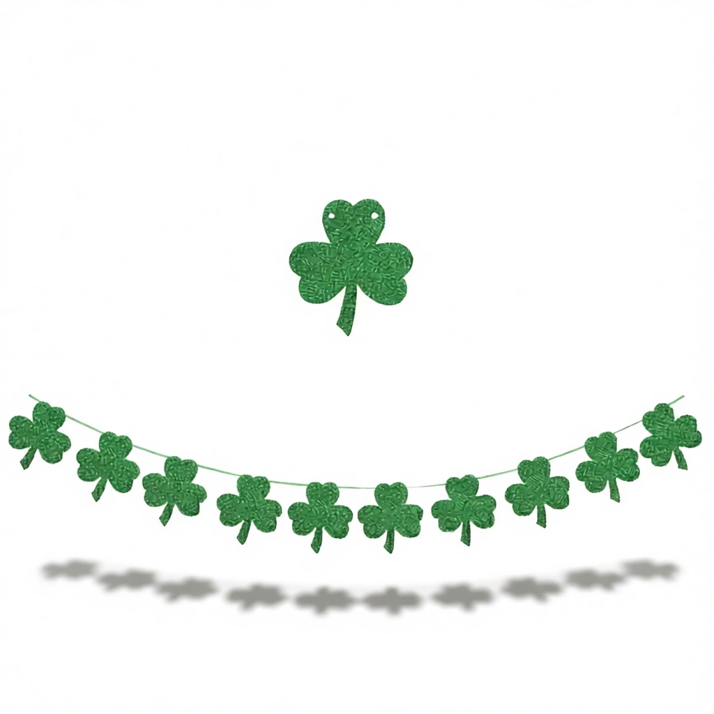 Shamrock Garland – Festive Irish Charm White Background Shamrock Garland – Festive Irish Charm white background