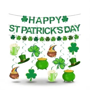 Irish Paper Decorations – Festive Shamrock Charm white background