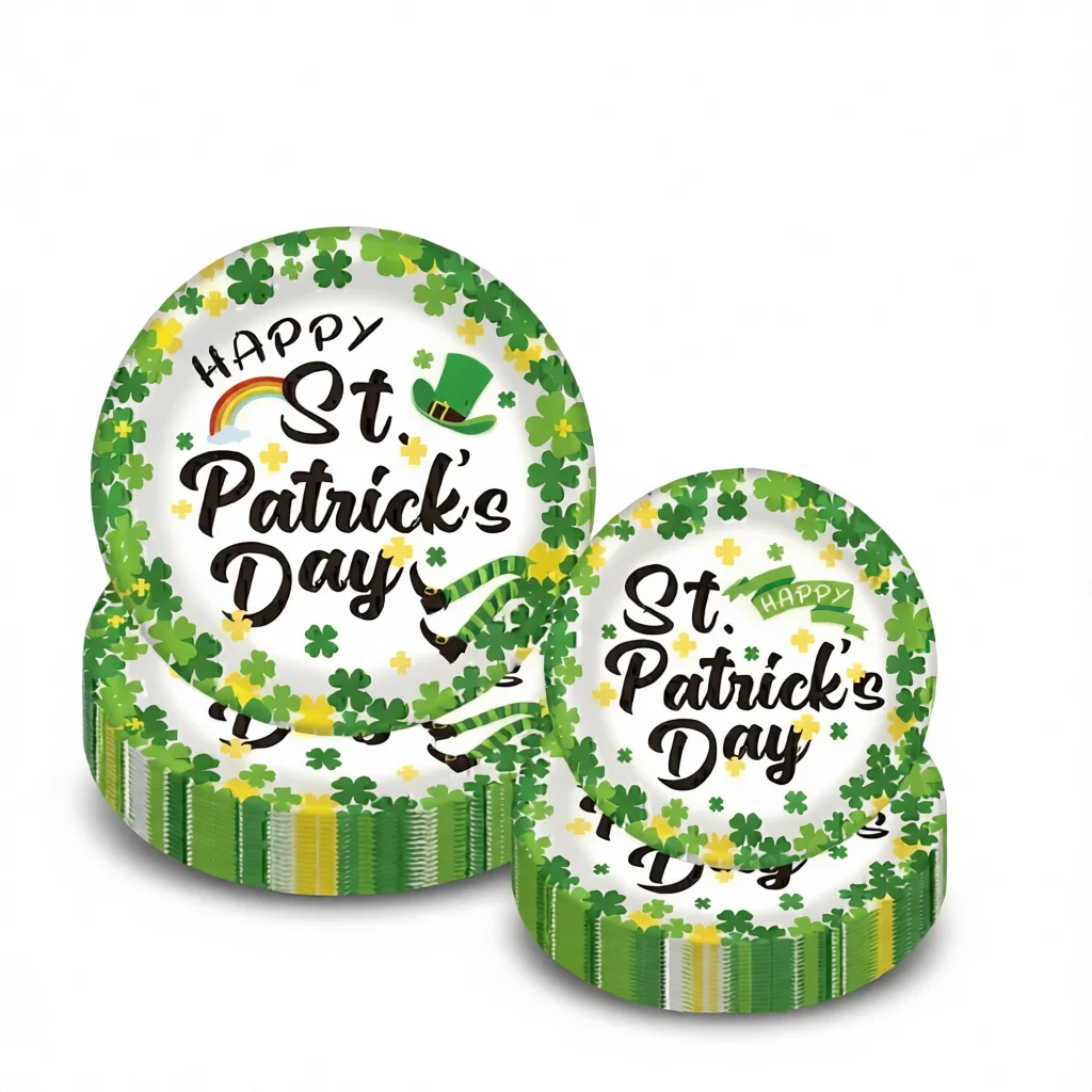 St. Patrick's Day: Festive 7" Lettered Plates white background