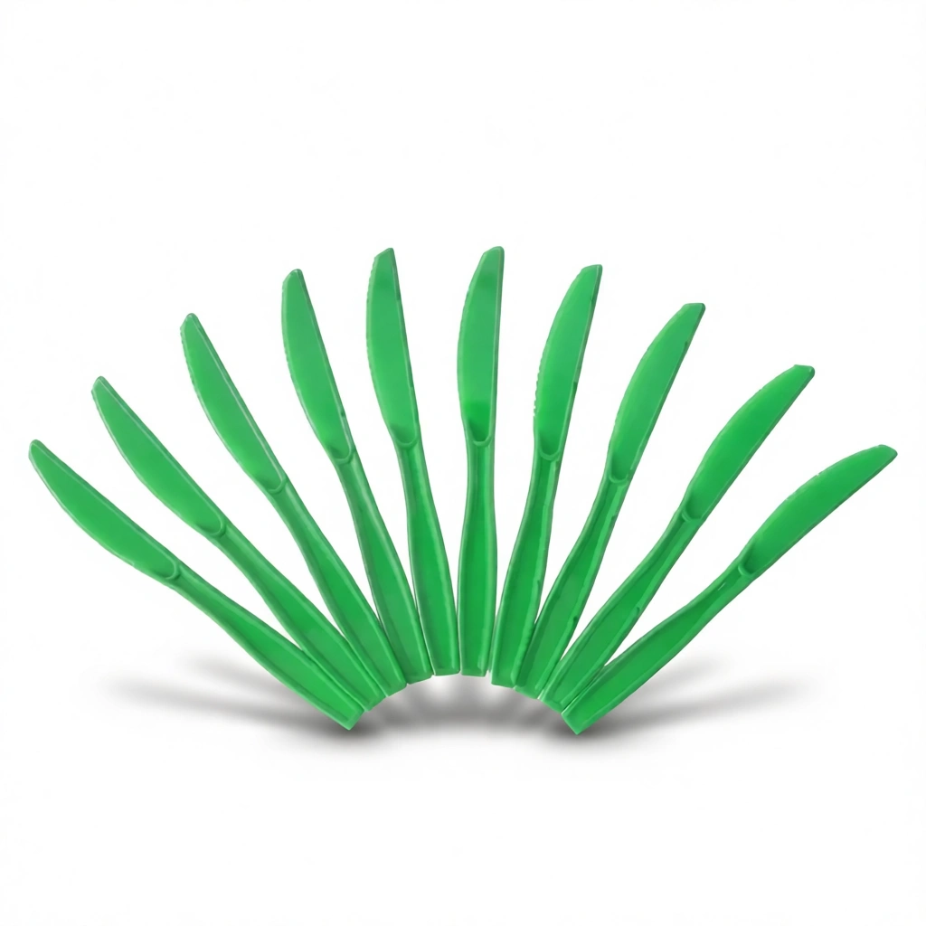 Green Cutlery Set – Festive & Eco-Friendly White Background Green Cutlery Set – Festive & Eco-Friendly white background