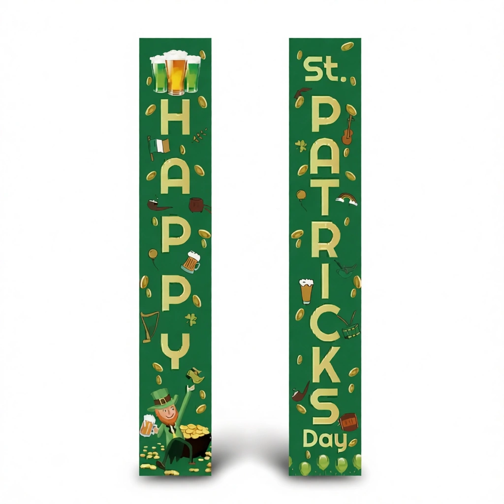 Shamrock Banner Pair – Festive Irish Decor White Background Shamrock Banner Pair – Festive Irish Decor white background