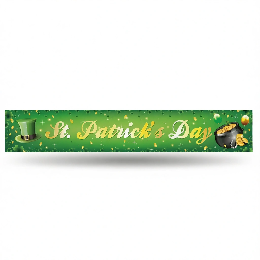 St. Patrick’s Day Banner – Vibrant Outdoor Decor White Background St. Patrick's Day Banner – Vibrant Outdoor Decor white background