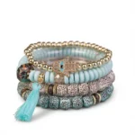 Ethnic Beaded Bracelets – Bohemian Charm, Layered Style white background