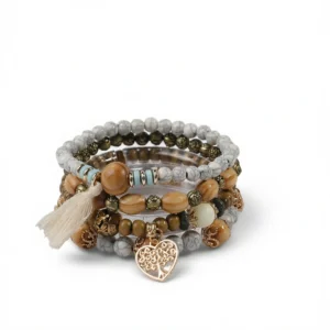 Bracelet: Ivory Bohemian Love - 4pcs Enchantment white background