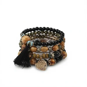 Bohemian Bead Bracelet Set – Effortless Boho Charm white background