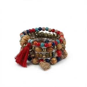 Bracelet: 4 Mocha Brown Bohemian Charm