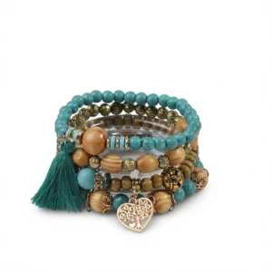 Bohemian Turquoise Bracelet – Handmade Charm Set