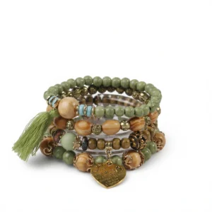 Olive Green Bracelet – Earthy Charm, Effortless Style white background