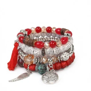 Ruby Red Bracelets – Vibrant Bohemian Charm