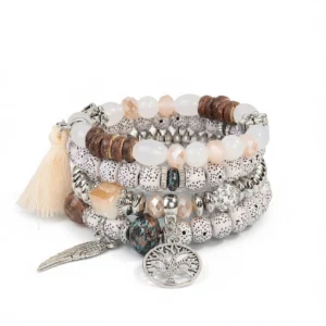 White Beaded Bracelets – Chic Layered Style