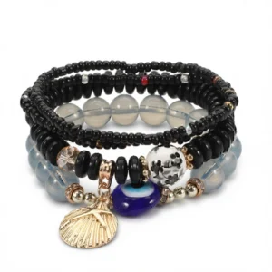 Mystic Midnight Beaded Bracelet - 4pc Set for Tribal Charm