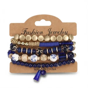 Navy Blue Bracelets – Boho Glamour Set