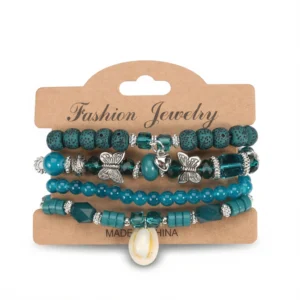 Teal Shell Bracelet – Chic Layered Style