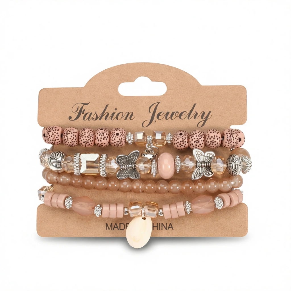 Retro Shell Bracelets – Boho Charm White Background Retro Shell Bracelets – Boho Charm white background