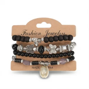 Mystic 4-Piece Shell Bracelet Set: Bold Bohemian Charm
