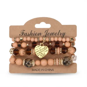 Heart Bead Bracelet Set – Bohemian Chic Charm
