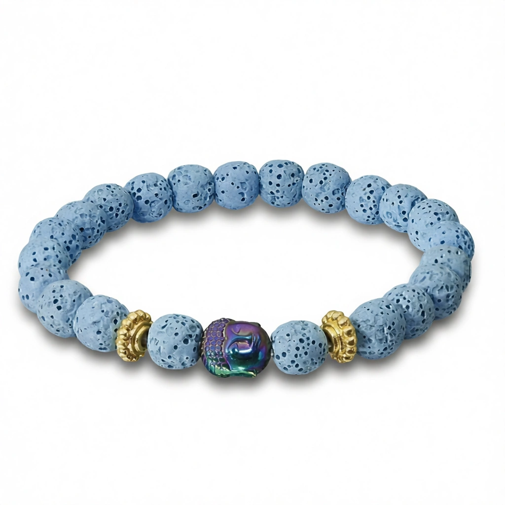 Volcanic Bead Bracelet – Ethnic Buddha Charm white background