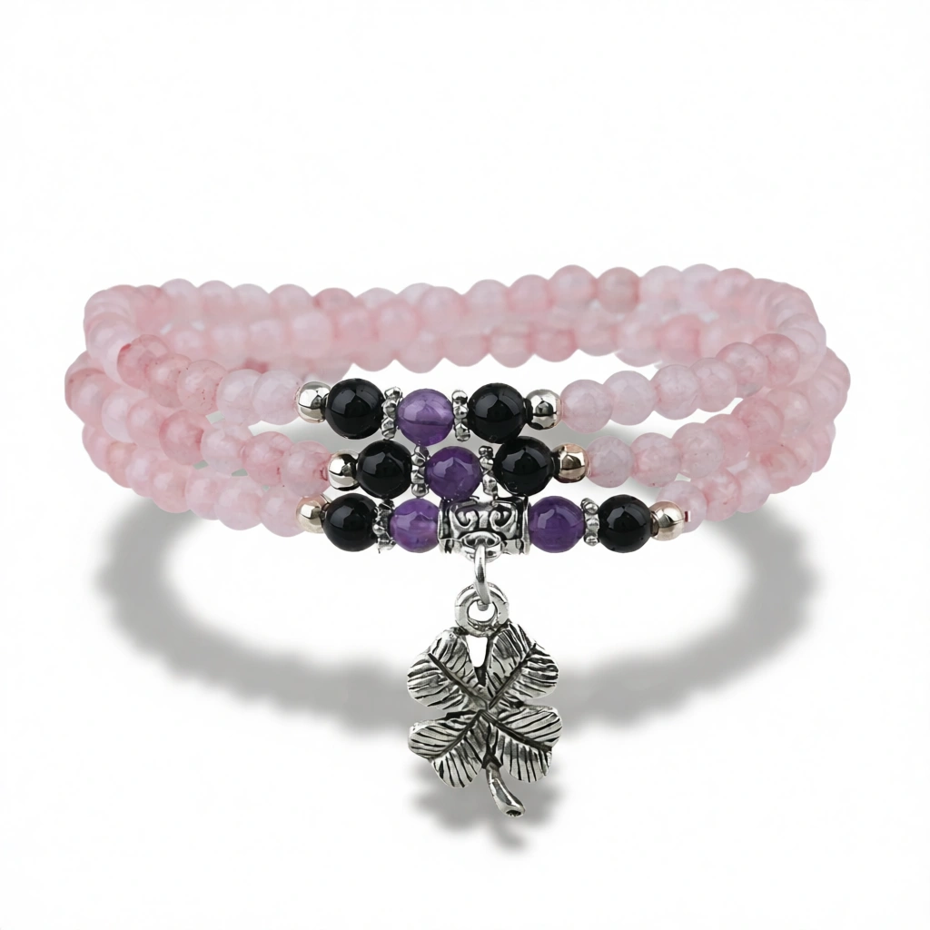 Rose Quartz Bracelet – Heart Chakra Gemstone White Background Rose Quartz Bracelet – Heart Chakra Gemstone white background