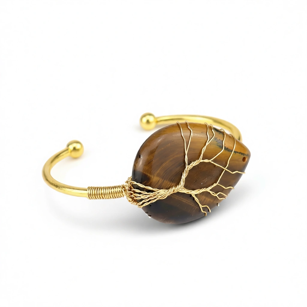 Tiger's Eye Bracelet – Natural Gemstone Charm white background