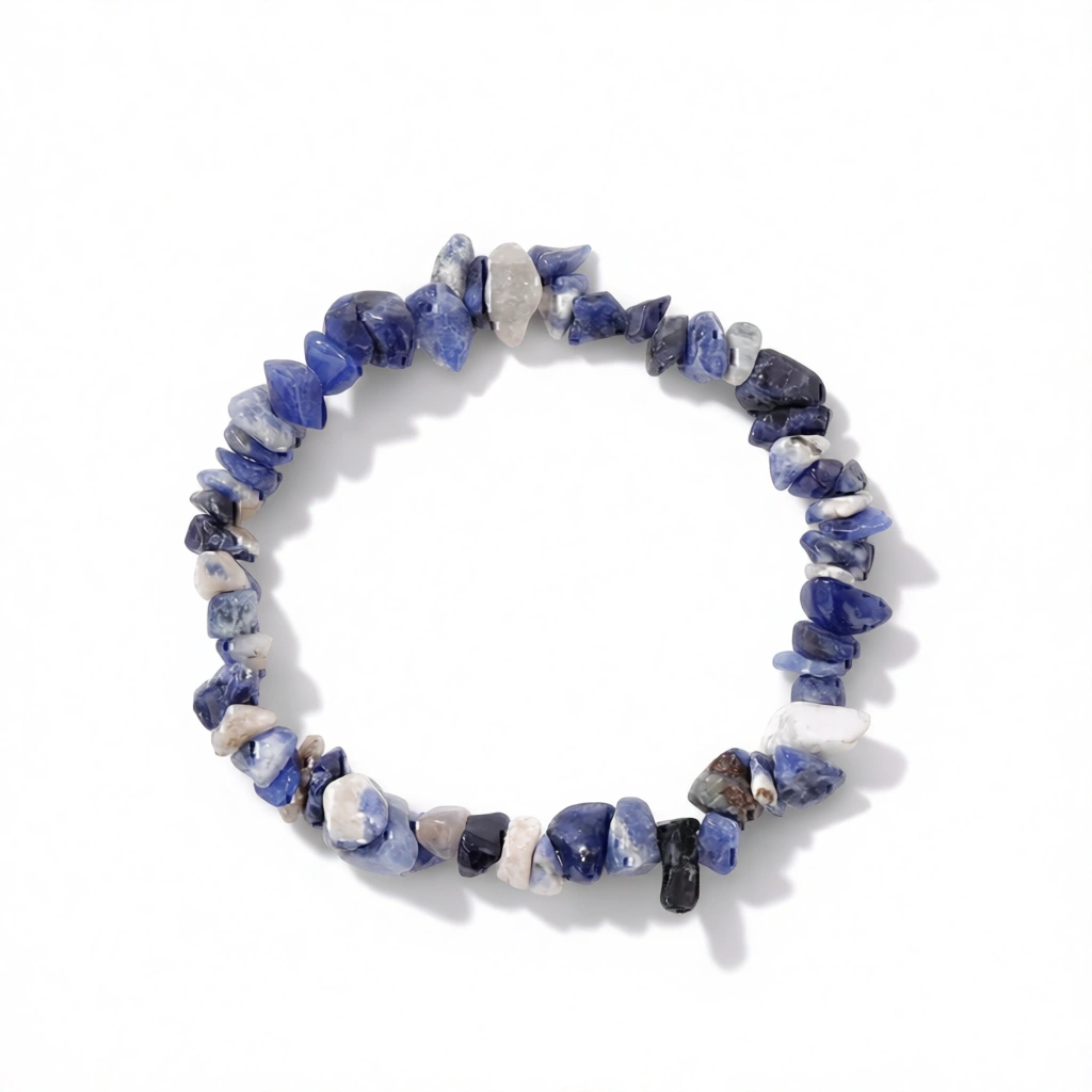 Stunning Sodalite Bracelet: 19cm Retro Chic Gemstone Jewel White Background Stunning Sodalite Bracelet: 19cm Retro Chic Gemstone Jewel white background