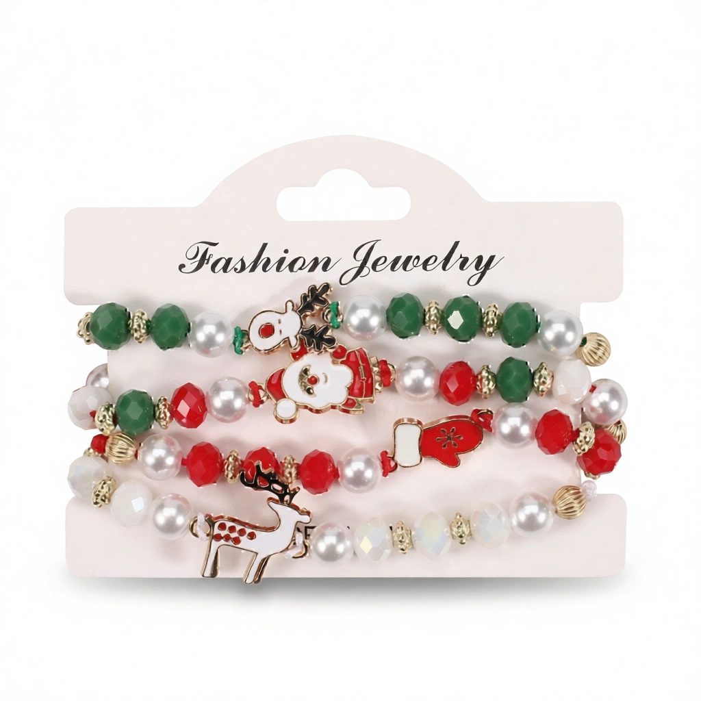 Santa Bracelets – Festive Holiday Charm White Background Santa Bracelets – Festive Holiday Charm white background