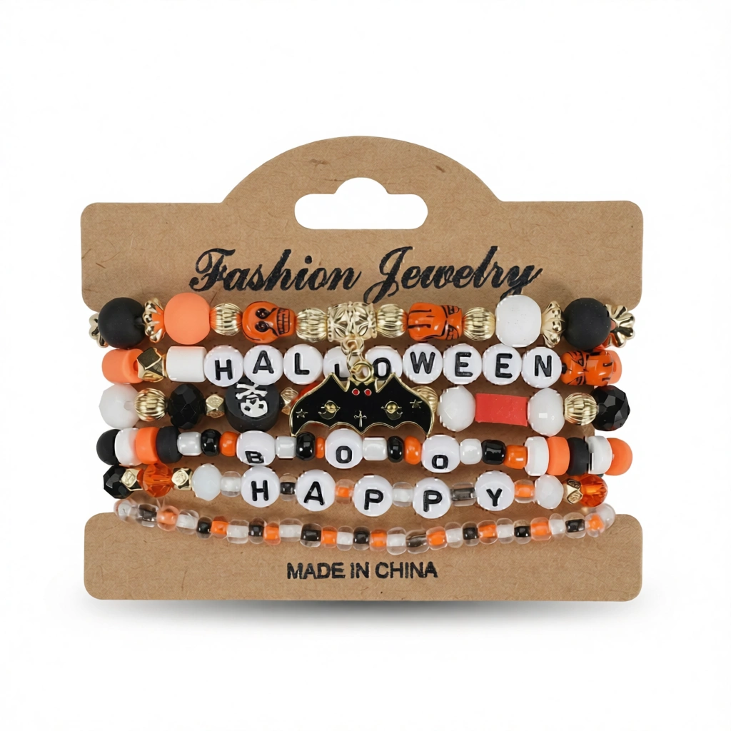 Halloween Ghost Bracelets – Spooky Charm Set White Background Halloween Ghost Bracelets – Spooky Charm Set white background