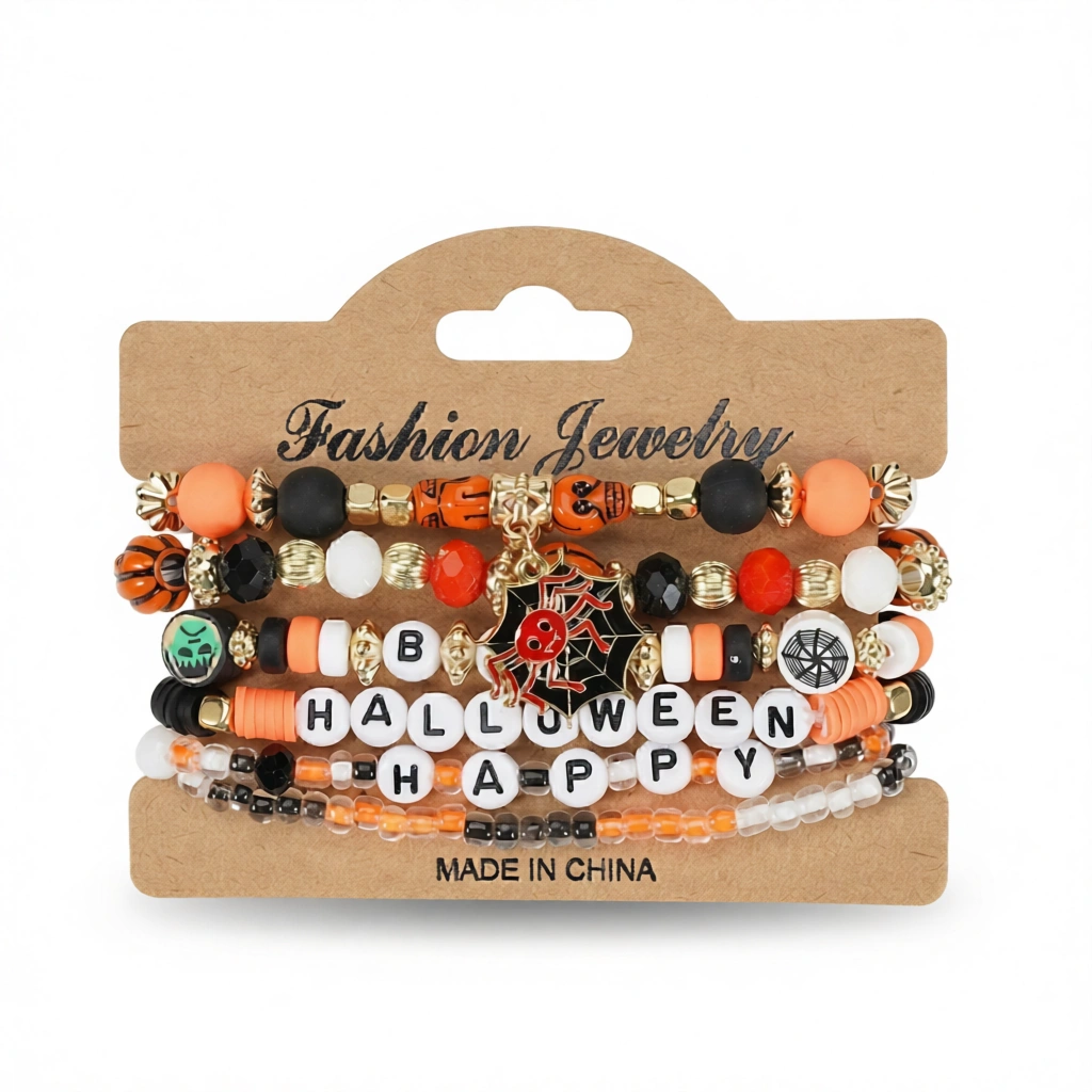 Bat Bracelet Set – Spooky Festive Charm White Background Bat Bracelet Set white background